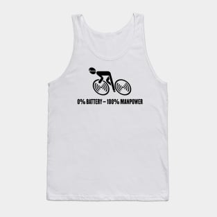 0% Battery – 100% Manpower (Bicycle / Road Bike / Black) Tank Top